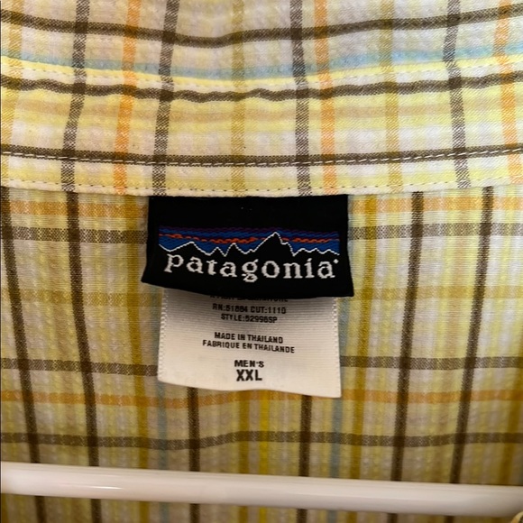 Patagonia Organic Cotton Yellow Plaid Button Front Short Sleeve Shirt XXL - Picture 2 of 8